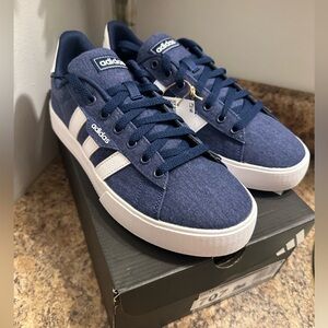 Adidas Men's Navy and White Sneakers